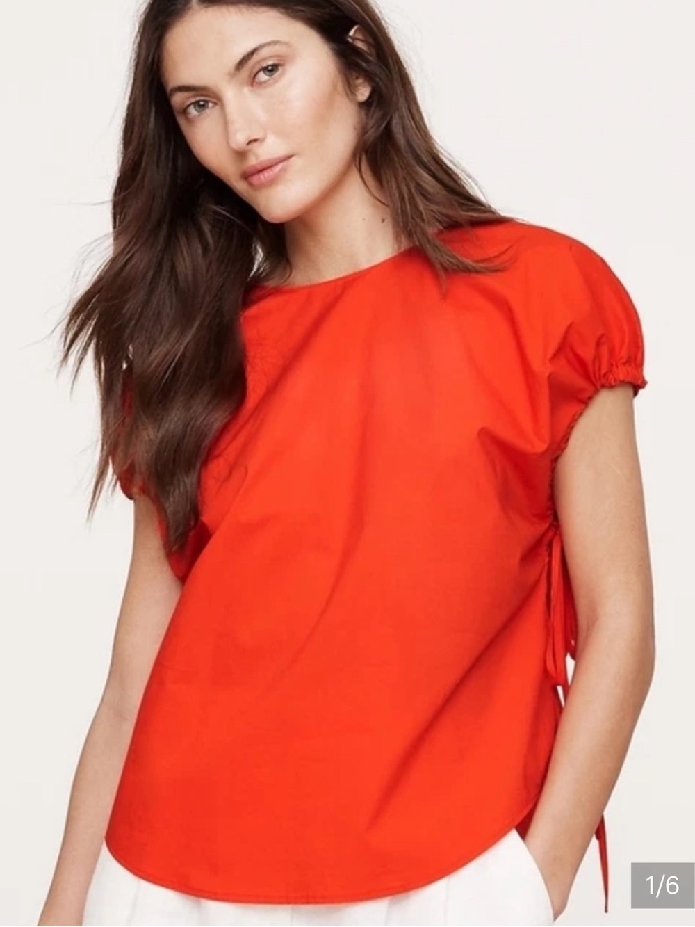 Banana Republic Poplin Side-Tie Red/Orange Top, Size XS
